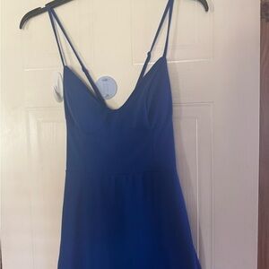 Elegant Blue Spaghetti Strap Dress